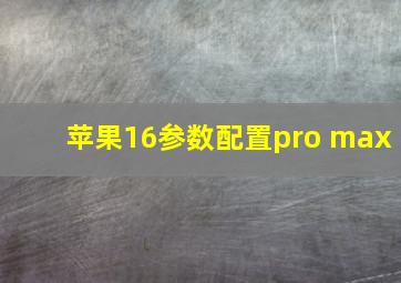 苹果16参数配置pro max